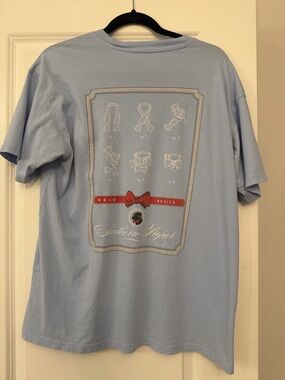 Southern Proper Light Blue Short Sleeve Tee with Red Bow Accent